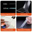 Double Sided Heavy Duty Extra Strong Adhesive Removable Tape - 1.2 & 2 Inch x 20 feet - Nano Tape for Poster Carpet Picture Hanging Strip Rug Wall Outdoor - Multipurpose Clear Mounting Tape