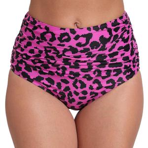 JOYBIK Womens High Waisted Full Ruched Bikini Swim Bottoms Tummy Control Full Coverage Swimsuit Bottoms (Medium, Leopard Print)