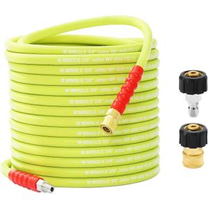M MINGLE Pressure Washer Hose 25 FT x 3/8" - Replacement Power Wash Hose for Hot and Cold Water - High Pressure Hose with M22 14mm to 3/8 Inch Quick Connect Fittings - 4000PSI