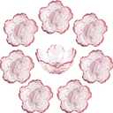 WHJY 8 pack Cute Sauce Dishes Glass Dish Set for Soy Sauce Snacks Tea Bag Mini Glass Bowls Clear Pink Cherry Blossom Soy Sauce Dishes