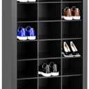 Prepac Elegant Black Shoe Storage Cabinet, Space-Saving Solution with Cubbies for 36 Pairs, 13"D x 23.5" W x 72.5" H