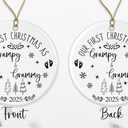 3 x Our First Christmas As Grammy and Grampy Ornament, Couple Christmas Keepsake 2025, New Grammy & Grampy Gifts, Ornament Wedding Gifts for Couple, Pregnancy Announcement Printed on Both Sides