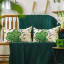 AVOIN colorlife St Patricks Day Clover Lucky Shamrock Throw Pillow Covers, 12 x 20 Inch Polka Dot Green Cushion Case Decoration for Sofa Couch Set of 2