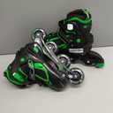 MammyGol Adjustable Inline Skates for Kids Boys Girls Youth Beginner with Light up Wheels Ages 4-16 (Large - Youth (5-8US), Green)