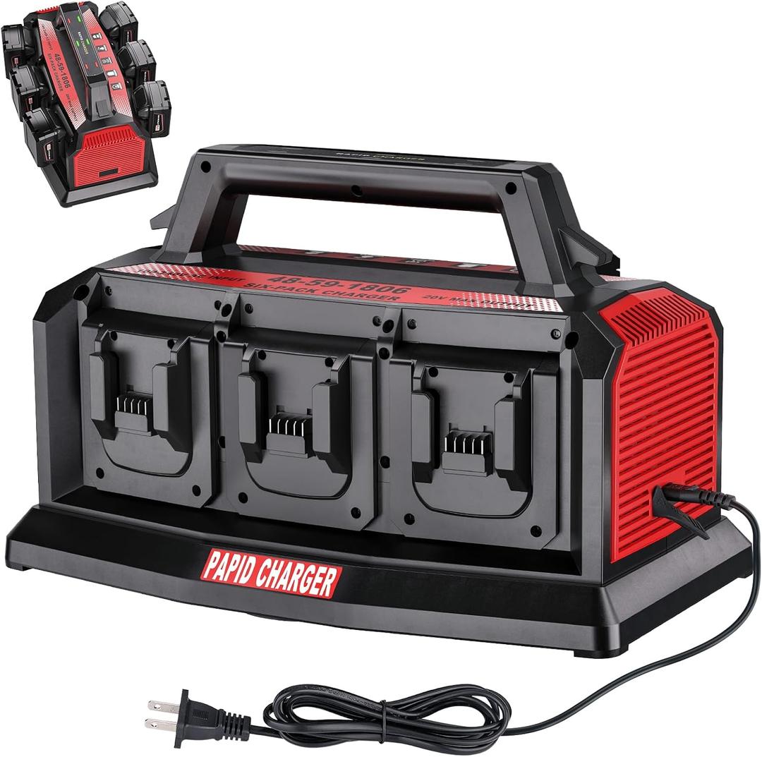 Rapid Meanwhile Battery Charger Station 6-Ports,Fast Charger for Milwaukee 18V Battery,Simultaneous Charging of 6 Port Each 3A Compatible with M18 14.4V-18V for XC Battery