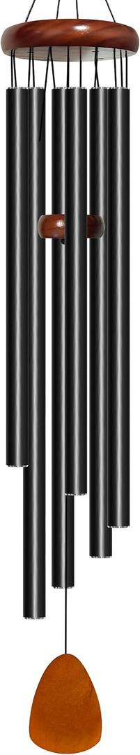 Bursvik Wind Chimes for Outside Deep Tone, 50 inch Large Wind Chimes, 6 Heavy Duty Tubes Aluminium Metal Extra Large Wind Chime, Decoration for Garden, Patio, Yard, Gift for Mother's Day(Waterdrop) (Black)