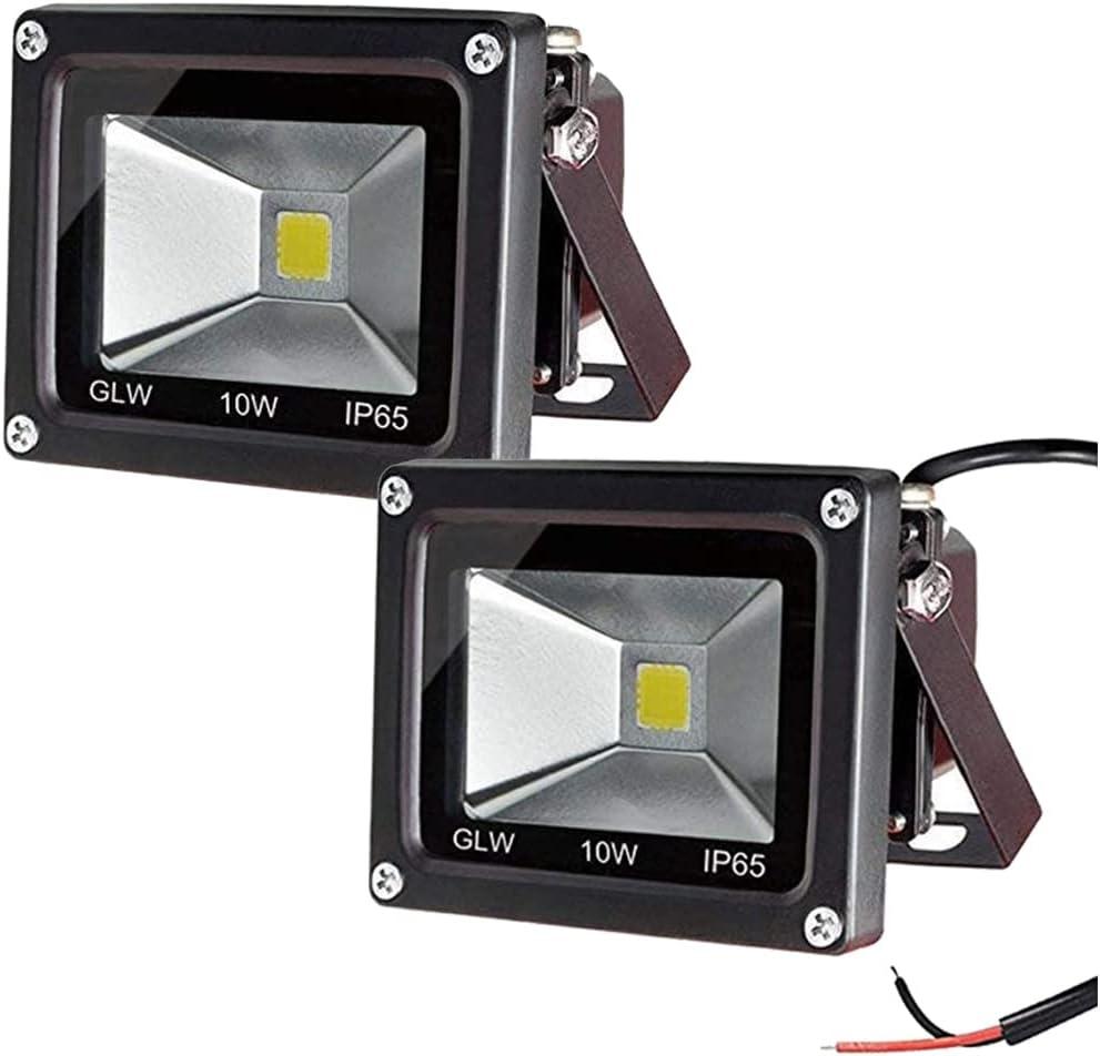 Led Flood Light 2 Pack 10W 12V Ac or Dc Warm White Outdoor Lights 750lm 80w Halogen Bulb Equivalent Black Case for Trees Yard