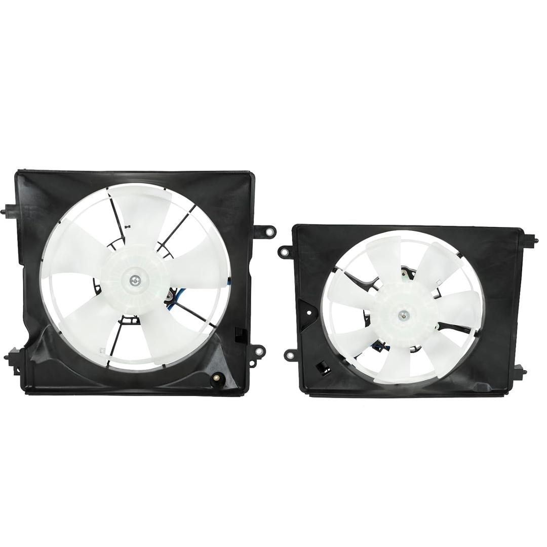 1 Pair AC Cooling Radiator Fan Assembly Left and Right Side 7+5 Blades Compatible with 2012-2015 Honda Civic, 2013-2017 A-cura ILX 1.5L 2.0L 2.4L
