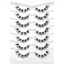 2 x Hand-Knotted Natural Strip Lashes Clusters Wispy Short False Eyelashes Lightweight Soft Crossed 3D Cat Eye Look Faux Human Hair Lash 7 Pairs Pack