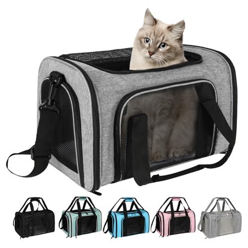Top tasta Dog Cat Carrier Pet Carriers for Small Medium Large Cats Dogs Carrier Soft Sided Small Puppy Dog Carrier Portable Foldable Airline Approved Dog Cat Travel Carrier Grey Black M