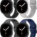 Sport Band for Samsung Galaxy Watch 8 Band 40mm 44mm/Watch 8 Classic 46mm Men Women, Seamless Soft Silicone Replacement Strap for Samsung Watch 8 Bands Correa Accessories (S/M-20mm width(135mm-195mm), 19-Black/Light Gray/Space Gray/Navy Blue)