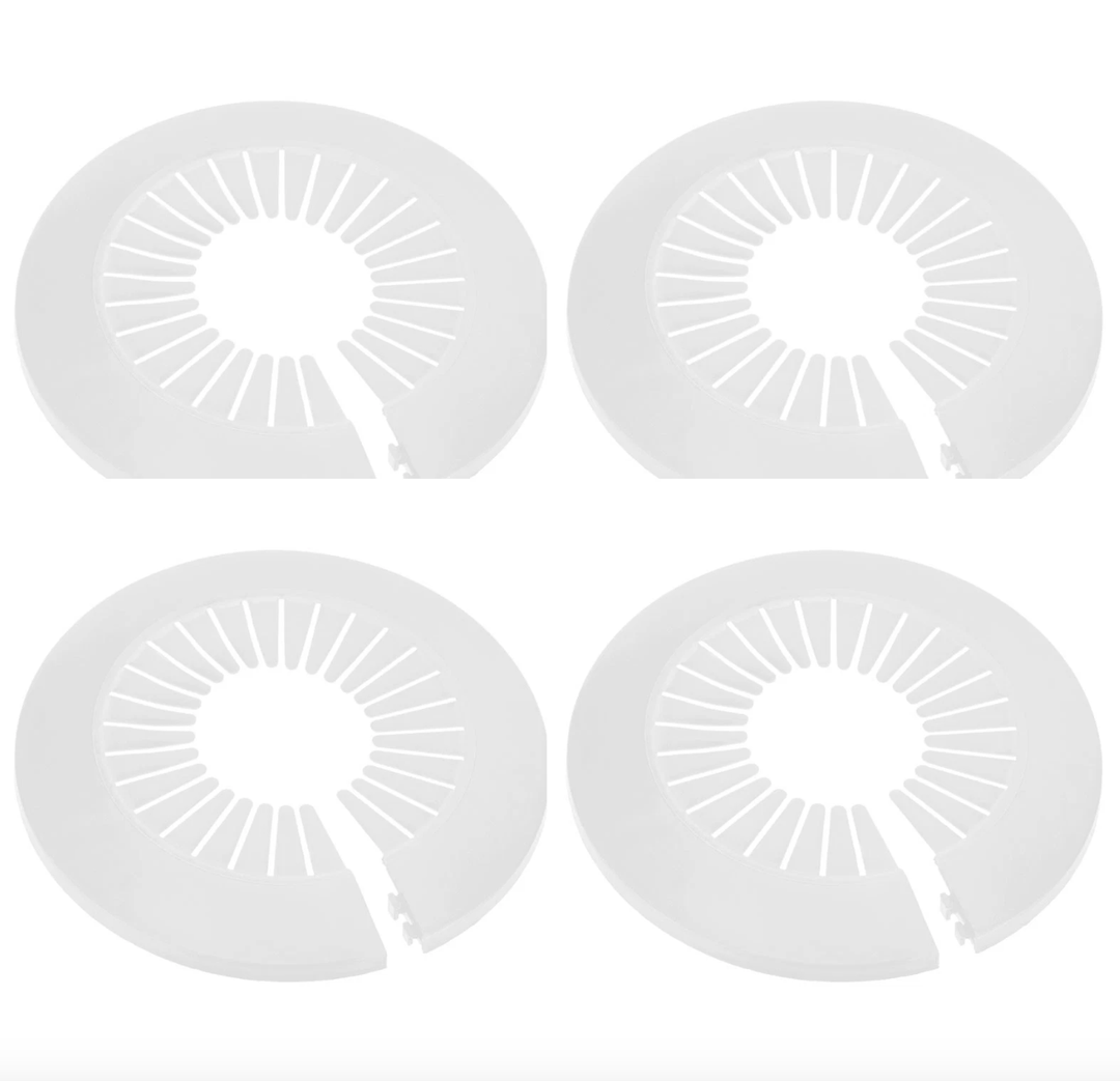 4-Pack Pipe Cover Decoration, Suit for 30mm-55mm Outer Diameter Flange Water Pipe Escutcheon Water Pipe Drain Line Cover for Radiator Pipe/Water Drain Tube [White]