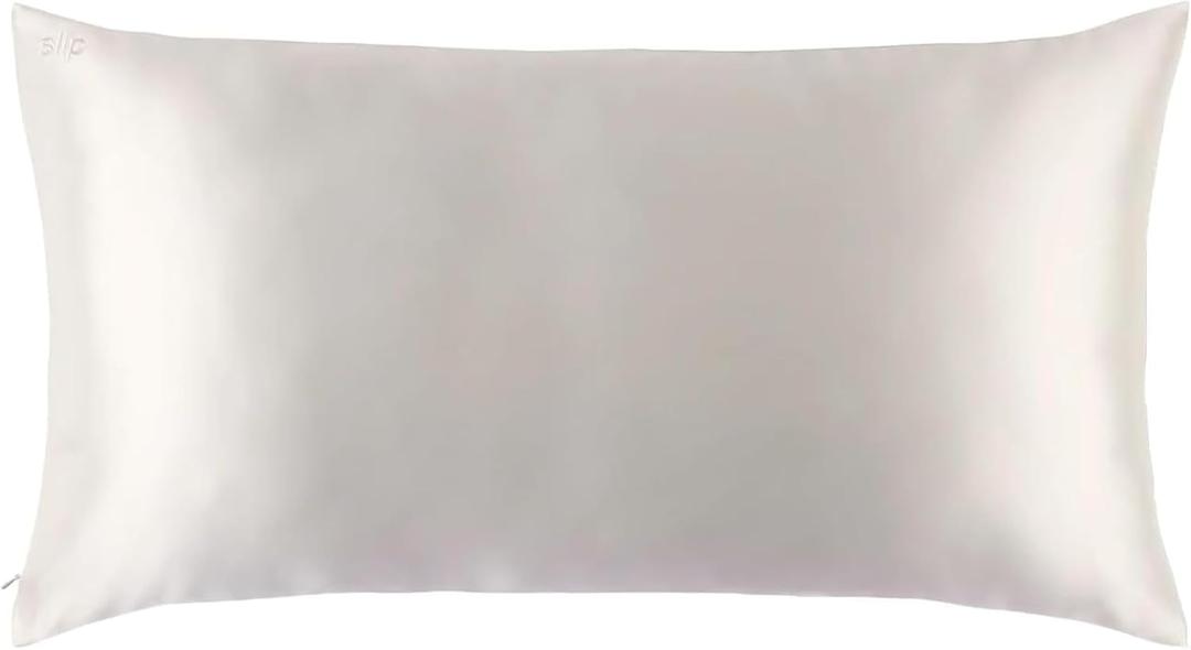 Silk Pillowcase for Hair and Skin, Mulberry Silk Pillow Cases Standard Size, Anti Acne Cooling Sleep Both Sides Natural Silk Satin Pillow Case Covers with Hidden Zipper, Gifts for Women Men, White