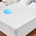 Lunsing Waterproof Queen Mattress Protector, Soft Breathable and Noiseless Queen Size Mattress Pad Cover with 6-18 in Deep Pockets (White)