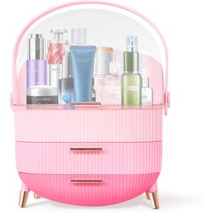 Teen Girls Gift Makeup Organizer,Skincare Organizer Jewelry Storage, Cosmetics Storage and Display Case,Make Up Holders and Organizers for Countertop,Bathroom Organizer (Triple Pink)