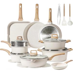 CAROTE Pots and Pans Set Nonstick, Cookware Set Induction Kitchen Cooking Set 26cs w/Frying Pans & Saucepans& Grill Pan, 26 Piece