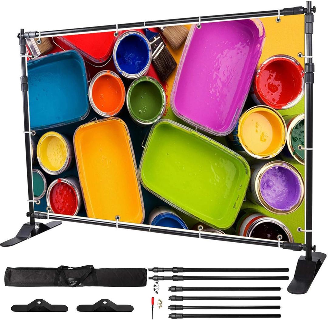 VEVOR Backdrop Stand 10 x 8 Ft, Height Adjustable Background Stand with 1 Carrying Bag, Photo Backdrop for Party Wedding Studio Trade Show