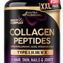 Multi Collagen Peptides 1300mg - Hydrolyzed Types I II III V & X - 240 Caps