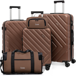 Eeeza Luggage Sets,5 Piece (20"/24"/28"/DB/TB) dark brown