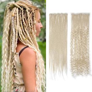 10 PCS Mixed Clip in Dreadlock Extensions, 24 inch Synthetic Dreads Extensions, Thin Straight Dreadlock for White Women, 613#