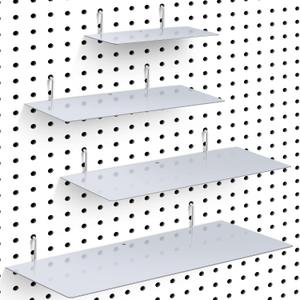 Funrous 4 Pack Pegboard Shelves Wall Organizer Peg Board Shelf Brackets Steel Tray Pegboard Accessories Organizing Tools for Craft Room Home Garage Nursery Workbench Kitchen(Mixed Sizes,Silver)