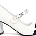 GOTOGO Women's Mary Jane Shoes (8.5, White Patent)