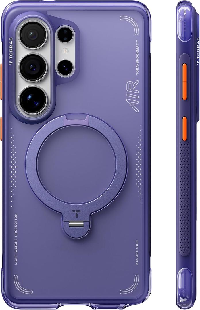 TORRAS Ostand Q3 Air for Samsung Galaxy S26 Ultra Case with 360 Magnetic Stand, Fit for MagSafe, Airbag Cushion, Mil-Grade Drop Tested, Shockproof Phone Case for S26 Ultra 6.9", Violet Surge