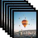 10x12 Black Picture Frame Set of 6, Horizontal and Vertical Formats for Wall Hanging, 10 x 12 Wall Gallery Poster Photo Frames with Shatter Resistant Plexiglass, 6 Pack, Black