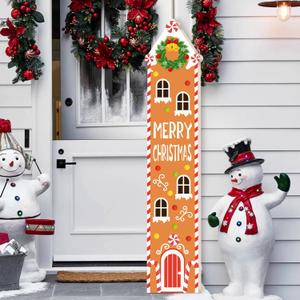 Roowest Gingerbread House Christmas Decorations, 47'' Gingerbread House Shaped Wooden Porch Sign for Home Front Door Porch Walls Yard Indoor Outdoor Decor