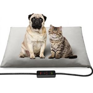 Toozey Medium Pet Heating Pad, 28x20 in, 6 Temp Settings, Timer, Waterproof, Chew-Resistant Cord, for Dogs and Cats (Grey)