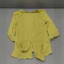 QINSEN Women's Long Sleeve Ribbed Crewneck Shirts Upper Button Fastening Going Out Tops (Yellow, S)