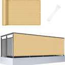 Cool Area 3'x10' Sand Balcony Privacy Screen Fence Cover HDPE Mesh Fabric with Grommets UV Protection Weather-Resistant Wind Screen for Outdoor, Backyard, Deck, Porch, Patio, Apartment Railing