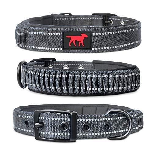 Tuff Pupper Heavy Duty Dog Collar with Handle | Ballistic Nylon Heavy Duty Collar | Padded Reflective Dog Collar with Adjustable Stainless Steel Hardware | Convenient Sizing for All Breeds