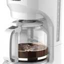 MELLERHOME 12-Cup White Coffee Maker - Borosilicate Carafe, Auto-Off, Reusable Filter, Anti-Drip, Keep-Warm Function, Clear Water Level Window, White Kitchen Accessories (White)