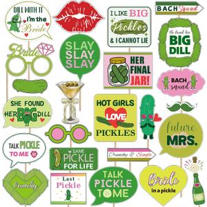 25pcs Pickle Bachelorette Photo Booth Props Last Funny Pickle Shell Ever Tickle Bachelorette Decorations Funny Selfie Props Favors Bulk for Bride to Be Bridal Shower Team Bride