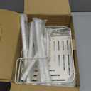 Orimade Rustproof 3 Tier Floor Standing Corner Shower Caddy Organizer with Toothbrush Holder, Large Spacing Floor Shower Shelf Rack Storage Stands with Hooks for Bathroom Kitchen, White