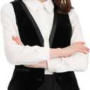 Allegra K Velvet Suit Waistcoat for Women's Retro Sleeveless Steampunk Blazer Dressy Vest (X-Large)