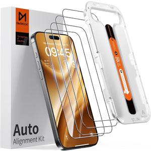 DIMONCOAT 4-PACK Screen Protector Compatible with iPhone 16 Plus [Auto Alignment Kit] [10X Military Protection] 16 Plus 6.7 inch Tempered Glass Film [Case Friendly] (HD Clear)
