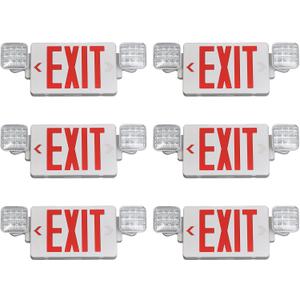 CM MZY Red Exit Sign with Emergency Light, Two Adjustable Square Head,Exit Sign with Battery Backup,US Standards,UL Certified,Exit Sign Combo for Business,AC 120/277V,6 Pack