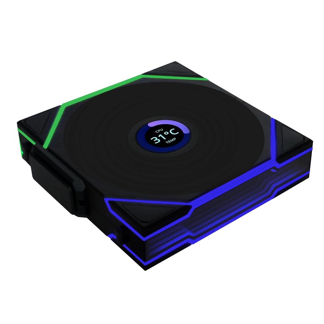 Lian Li UNI Fan TL LCD Wireless 120-Single Pack (Reverse Blade)-2.4 GHz Wireless Signal ARGB Fan-Infinity Mirror-Daisy-Chain-Syncing Lighting-Controller NOT Included & Required - Black (12RTLLCD1W1B)