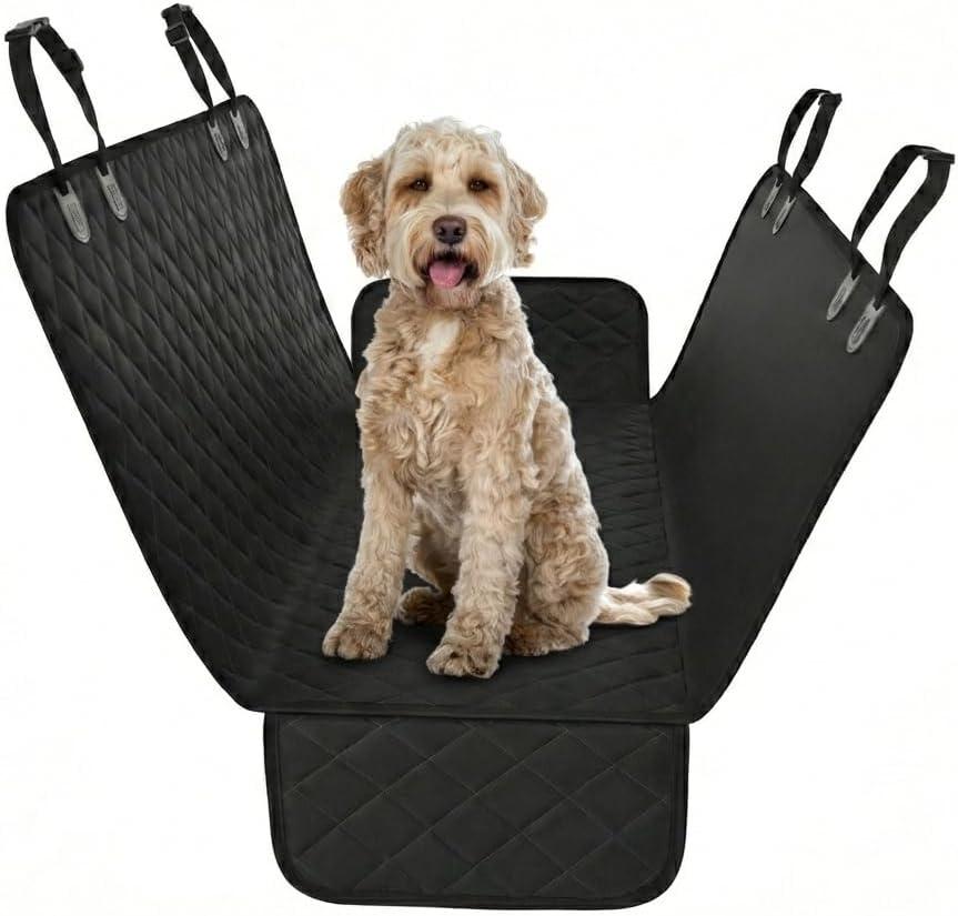 Active Pets Black Standard Dog Car Hammock Back Seat Cover, Waterproof Backseat Cover Protector for Truck Bench Rear of Sedans or SUVs, Essential Pet Supplies Vacuum or Wipe Clean, Machine Washable (Standard (53" x 56"))