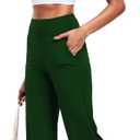 CADMUS Wide Leg Pants for Women Yoga Work Pants with Pockets High Waist Lounge Sweatpants Dress Pants 29",Black,Green,2XL