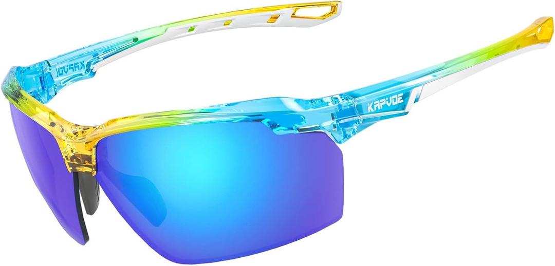 KAPVOE Sports Sunglasses Polarized Cycling Glasses Baseball Running Mountain Bike Triathlon Golf MTB for Men Women - K87 (07)