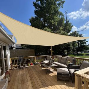 E&K Sunrise 18' x 18' Sun Shade Sail Rectangle Canopy Shade Cover UV Block for Patio Backyard Garden Outdoor (Sand)