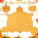 Peryiter Thanksgiving Wearable Blanket Pumpkin Hoodie Adults Friendsgiving Party Gift Oversize Flannel Wrap Throw for Women