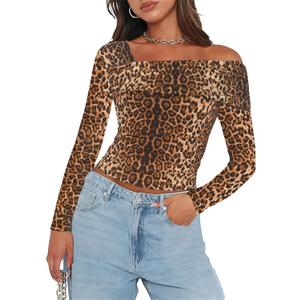 Hafailia Women's Off The Shoulder Crop Top Asymmetrical Tshirt