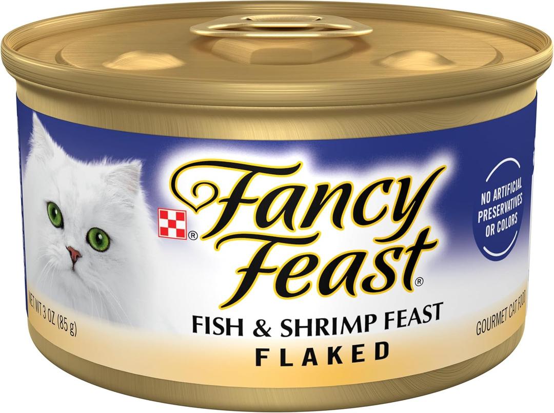 Purina Fancy Feast Wet Cat Food Flaked Fish and Shrimp Feast - (Pack of 24) 3 oz. Cans BB 6/2026