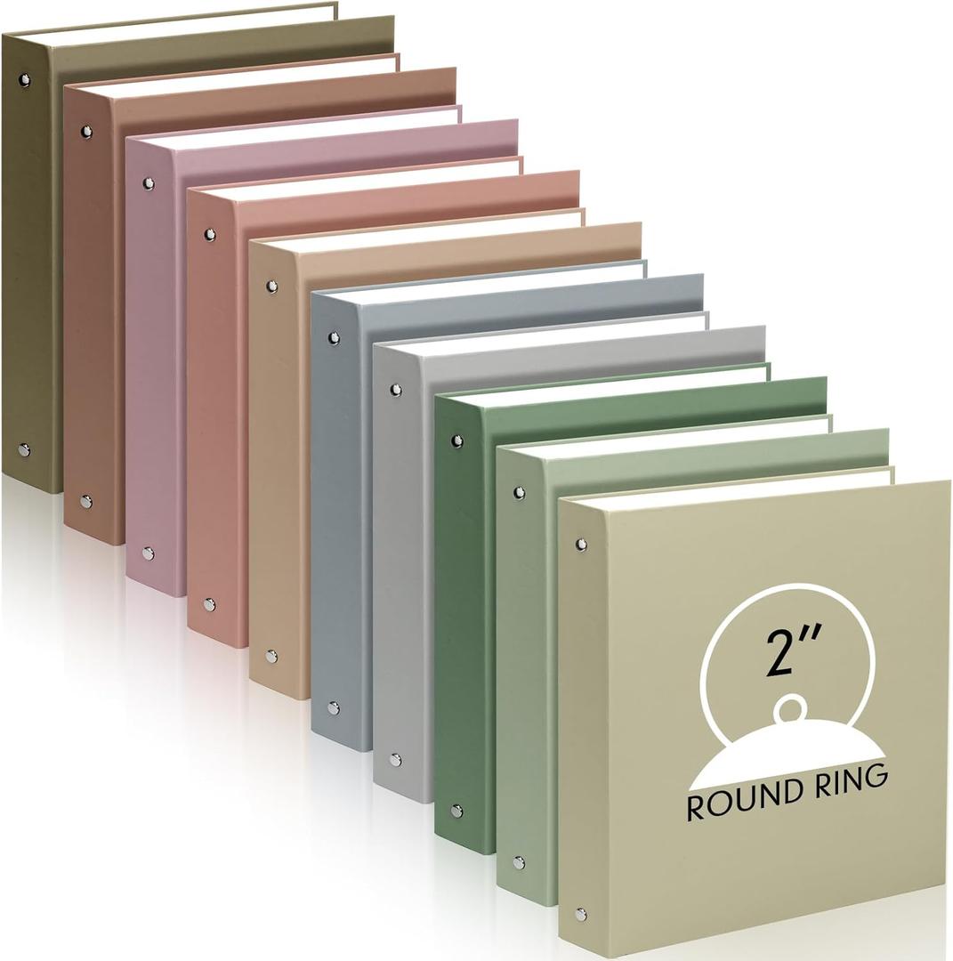 Ctosree 10 Pack 3 Ring Binder with 2 Pockets, 2", Simple Color