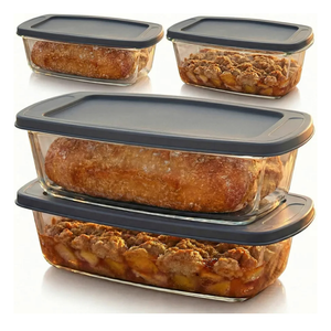 Set of 4 Clear Glass Loaf Pans with Lids, Deep Rectangular Baking Dish 1.9 QT Each, 10.6 x 5.5 x 2.8 in Bread Pans for Homemade Bread, Meal Prep & Storage, Wide Handles