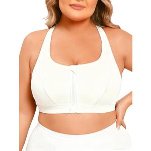 Womens Sports Bra Bikini Top for Large Bust Push Up Swim Tops Bathing Suit Bra Swimsuit Top (White, XXXL)